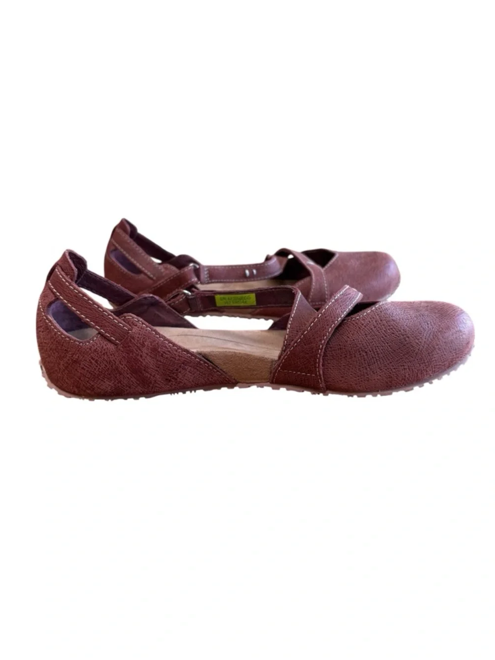 AHNU WOMENS CROSS STRAP MARY JANE FLATS MAUVE 7 NARROW - Picture 7 of 9